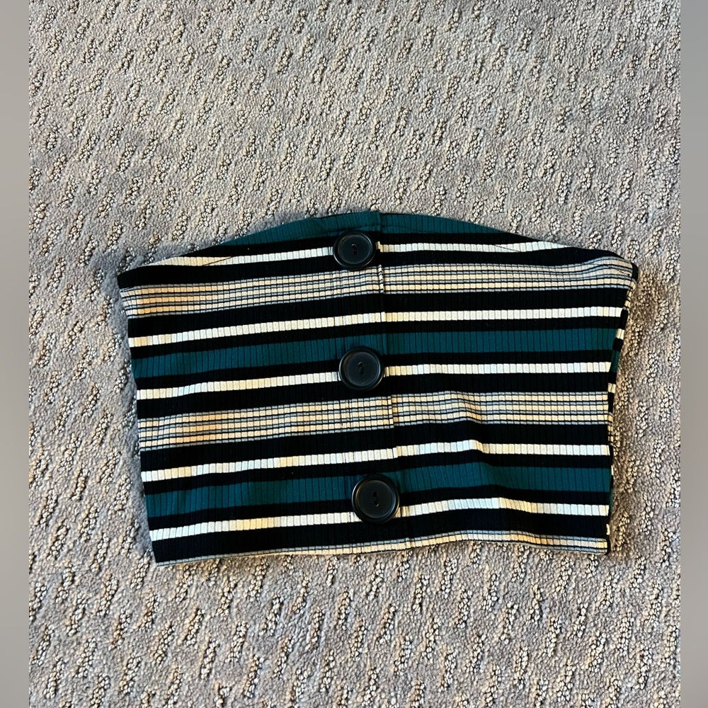 Urban Outfitters Black / Teal Striped Tube Top